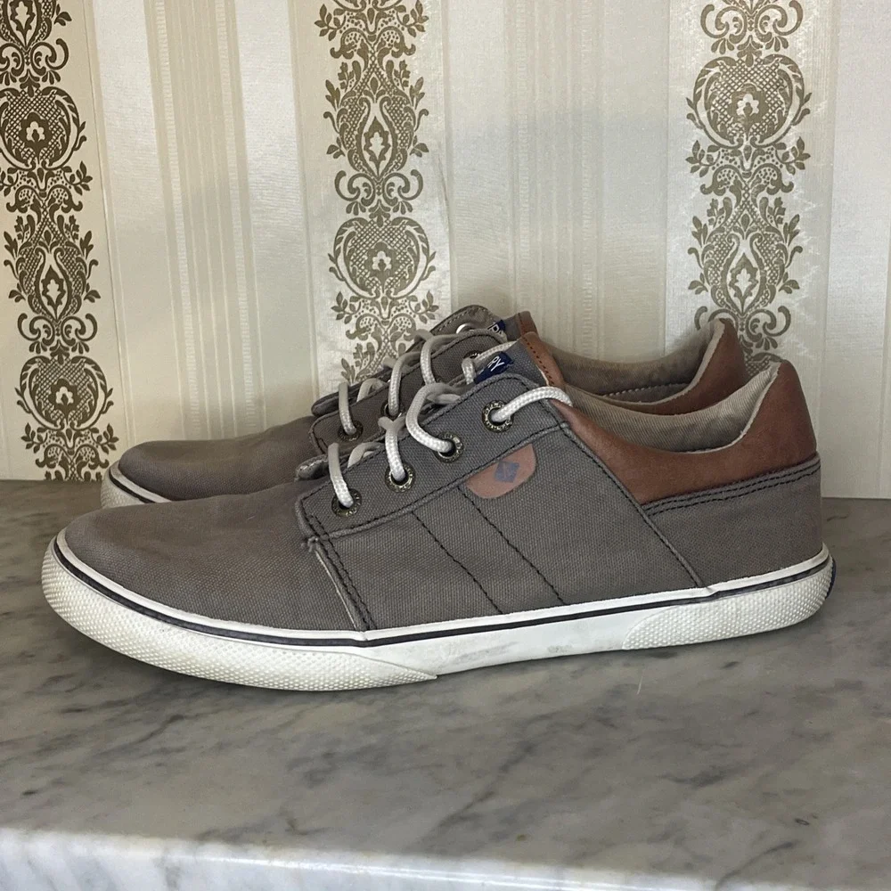 Sperry Taupe Canvas Shoe Women's‎ Size 6 Brown Leather Trim | Simple Clean Core